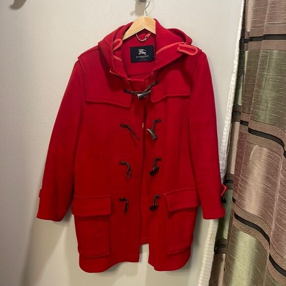 BURBERRY woman’s red wool long trench coat - Picture 1 of 16